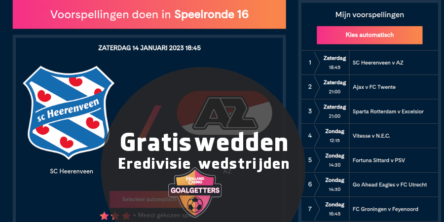 Gratis wedden Goalgetters Holland Casino